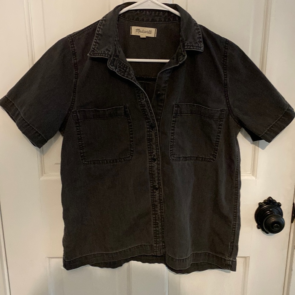 Madewell short sleeve chambray top in Lunar Wash